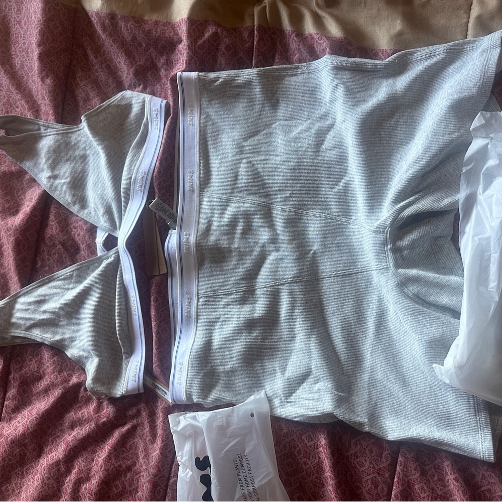 Skims cotton rib boxer cotton rib plunge bralette size 2X